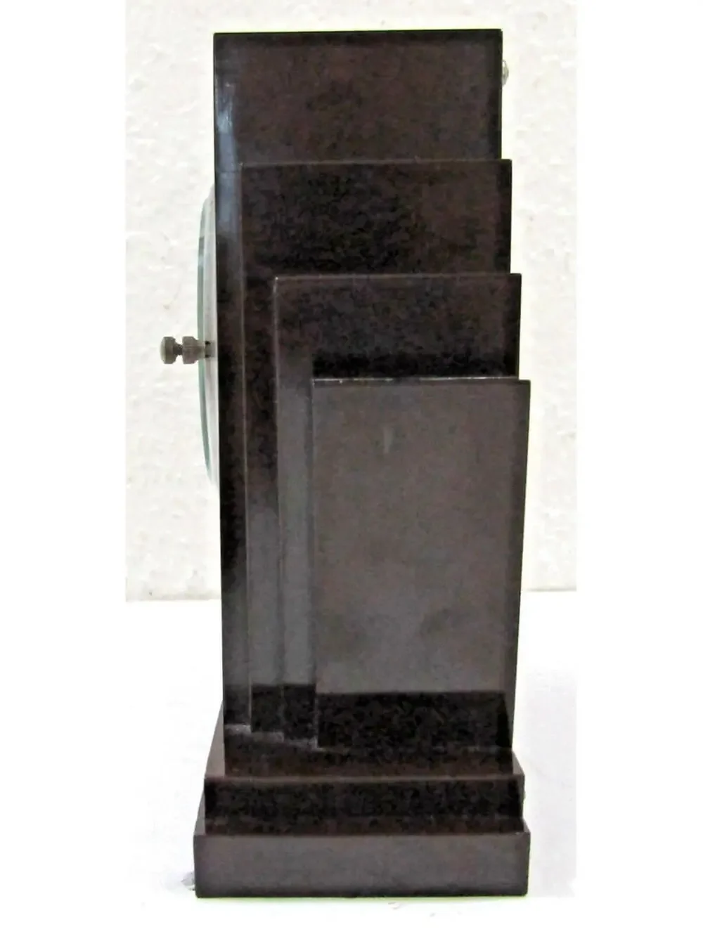 1930s Art Deco Swiss Made Brown Bakelite Desk Clock Golden Arrow Radio Products